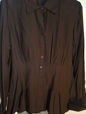 Coldwater Creek Men's Dark Brown Button-Front Dress Shirt